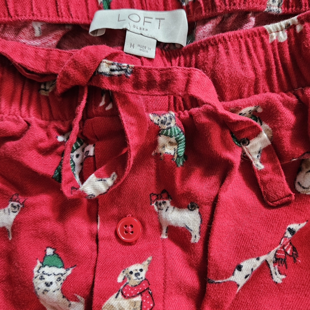 LOFT Red Dog Print Pajama Pants